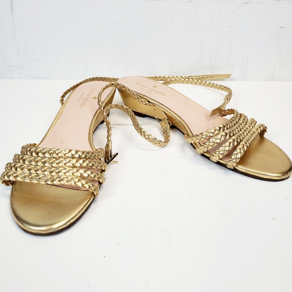 Kate Spade Gold Low Heeled Sandals SZ 7